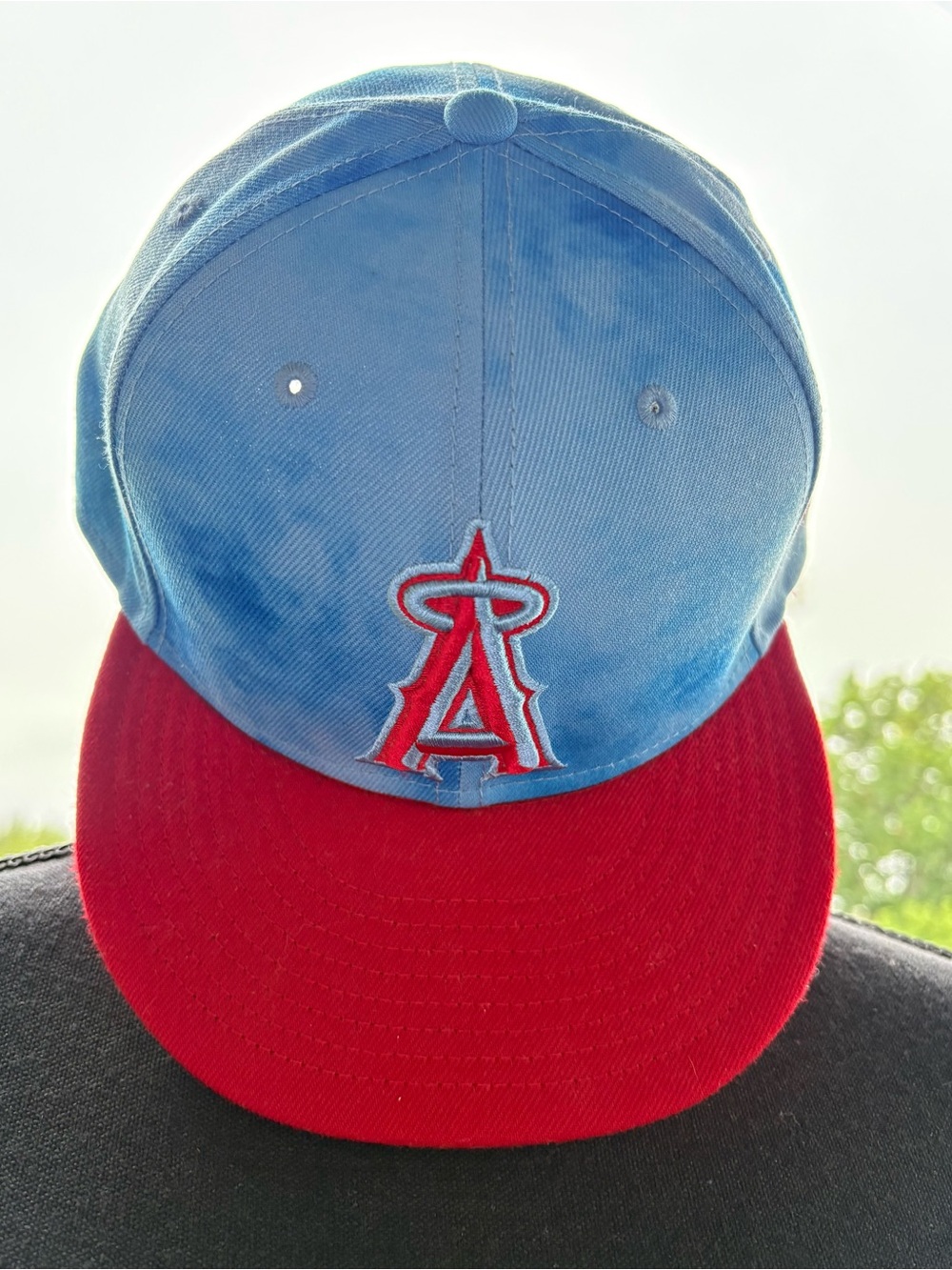 New Era 59FIFTY LA Angels Blue Tie-Dye Fitted Hat size 7 3/8